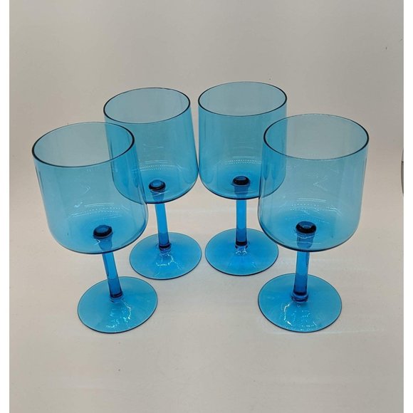 Dining Blue Cordial Glasses Set Of 4 Turquoise Glass Wine Stems